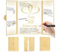 Engrowtic 50th Anniversary Decorations Gold Wedding Anniversary Guest Book with Pen 50 Years Marriage Anniversary Signature Board Happy 50th Anniversary Party Registry Card for Men Women Couple