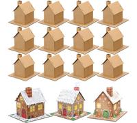 Engrowtic Christmas Gingerbread House Kit DIY Christmas Crafts 3.94 x 2.95 x 3.74 Inches Cardboard Paint Build 3D Gingerbread House Kit for Xmas Party Holiday Supplies Decor(25 Pack,Lovely Style)