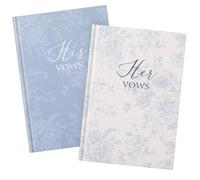 Engrowtic Set of 2 Vow Books His and Hers, White and Blue Floral Wedding Vow Books Custom 80 Lined Pages (6.06x4.17) Wedding Keepsake Essentials Elegant Bridal Shower Ceremony Gift