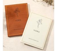Engrowtic Set of 2 Wedding Vow Books His and Hers Vows on Our Wedding Day Notebooks with Gold Foil Fabric Cover 5.8"x 4.1" Bride and Groom Gift for Newly Engaged Couple, 60 Lined Pages (Brown, Beige)