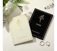 Engrowtic Set of 2 Wedding Vow Books His and Hers Vows on Our Wedding Day Notebooks with Gold Foil Fabric Cover 5.8"x 4.1" Bride and Groom Gift for Newly Engaged Couple, 60 Lined Pages (Black, White)