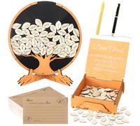 Engrowtic Wooden Funeral Guest Book Set for Memorial Service Celebration of Life Decorations Loving Memory Guestbook Included Share a Memory or Words of Love Cards Pen Table Sign(Tree of Life)