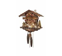 Engstler Cuckoo Clock Black Forest house with moving wood chopper EN 4581
