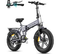 ENGWE EP-2 BOOST Folding E-Bike,20‘×4.0’ Fat Tire 7-Speed Electric Bicycle 48V 13Ah Removable Battery, 50-120 km Range Electric Bike (Grey)
