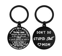 ENGZHI 20th Birthday Decorations for Men Him, 20 Year Old Boy Gifts for Son Grandson, Metal Engraved Keychain