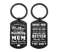 ENGZHI Bonus Mum Gift, Thank You For Loving Me As Your Own Keyring, Stepmom | For Step Mom Stepmother, Christmas Mother's Day Birthday Gifts, Appreciation Message, Thanks for Putting Up With My Dad