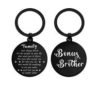 ENGZHI Brother In Law Gifts - Bonus Brother Keyring for Men Xmas, Brother-In-Law Birthday Gifts- Family isn't always blood