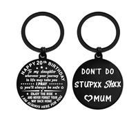 ENGZHI Daughter 20th Birthday Gifts Girl, Happy 20 Year old Birthday Present Decorations from Mum, Metal Keyring