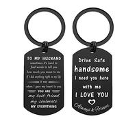 ENGZHI Drive Safe Keychain For Husband, Handsome I Need You Here With Me, Husband Valentine Christmas Anniversary Present Meaningful, Husband Keyring