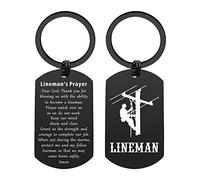 ENGZHI Electrician Gifts - God Please Watch Over Us - Linemans Prayer Keychain Gifts for Birthday Christmas Fathers Day
