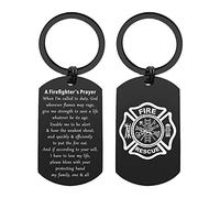 ENGZHI Firefighters Prayer Keyring - God Give Me Strength To Save A Life - Firefighter Keyring Gifts for Men Women