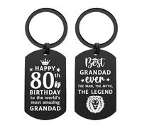 ENGZHI Grandad 80th Birthday Gifts for Men, World's Best Grandad, Gift for 80 Year Old Grandpa Grandfather, 2x1 Inch Metal UK