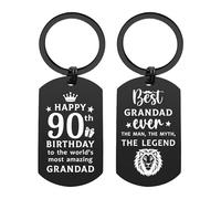 ENGZHI Grandad 90th Birthday Gifts for Men, World's Best Grandad, Gift for 90 Year Old Grandpa Grandfather, 2x1 Inch Metal UK