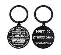 ENGZHI Grandddaughter 19th Birthday Gifts Her, 19 Year Old Girls Gifts from Grandma, Age 19 Birthday Decorations Keyring Women, Metal Engraved