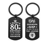 ENGZHI Grandpa 80th Birthday Gifts for Men, Best Grandpa Ever Gifts for 80 Year Old Man Him, Metal Engraved Decorations