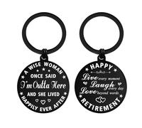 ENGZHI Happy Retirement Gifts for Women, A Wise Woman Keyring, Double Side | Retirement Message for Female, Grandma Mum Auntie Godmother Sister Teacher Nurse Doctor Police Leader Boss