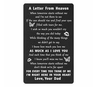 ENGZHI Loss of Dad Sympathy Cards - A Letter from Dad In Heaven, In Loving Memory Dad - Bereavement Cards Gifts for Loss of Dad, Black Metal Wallet Card