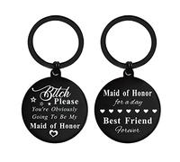 ENGZHI Maid of Honor Proposal Gifts - Funny Bridesmaid Proposal Gifts for Bestie Best Friend BFF Keyring