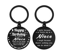 ENGZHI Niece Birthday Gifts, Thank You for Being Important Keyring for Her | Happy Birthday Niece, Inspirational Message, From Uncle & Auntie, Teen & Adult, Double Side Engraved, Stainless Steel