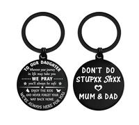 ENGZHI Our Daughter Gifts from Parents - Don't Do Stupid Love Mum and Dad Keychain for Teen Girls, Daughter Birthday Gifts