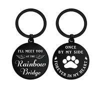 ENGZHI Pet Memorial Gifts, Rainbow Bridge Pet Loss Gifts Dog, Sympathy Keyring With Paw, Remembrance Cat Bereavement Gifts