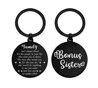 ENGZHI Sister In Law Gifts - Bonus Sister Keyring, Sister-In-Law Christmas Birthday Gifts - Family isn't always blood