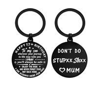 ENGZHI Son 17th Birthday Gifts Boys, Son 17 Year Old Birthday Present Decorations for Him Men, Gag Age 17 Keyring Keepsake