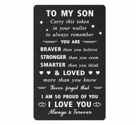 ENGZHI Son Christmas Card, To My Son Gifts from Mum Dad, I Am Proud of You Wallet Card With Inspirational Notes, Teen Boys Birthday Fathers Day Cards