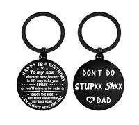 ENGZHI Stainless Steel Son 18th Birthday Keychain, Father to Boys 18 Year Old Birthday Gift, Son from Dad