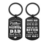 ENGZHI Step Dad Gifts, Bonus Dad Keyring - Thanks for Putting Up With My Mum - Stepdad Birthday Gifts Fathers Day Christmas