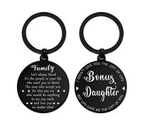 ENGZHI Stepdaughter Birthday Gifts - Life Gave Me the Gift of You - To My Bonus Daughter Gifts from Stepmum Stepdad, Step Daughter Keyring
