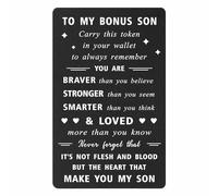 ENGZHI Stepson Gifts Bonus Son Birthday Card - You Are Loved More Than You Know - Adopted Step Sons Gifts, Like A Son Wallet Card