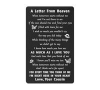 ENGZHI Sympathy Card Loss of Cousin - A Letter from Cousin In Heaven - Cousin Memorial Gifts, Remembrance Bereavement Card, Black Metal Wallet Card