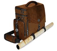 ENHANCE Collector's Edition RPG Adventurer's DND Bag - Dragon Hide Exterior Travel RPG Bag with Tabletop Miniatures Storage Vault, Mat Holder, DND Dice & Token Pockets, Fits 4-8 Books (Dragon Brown)