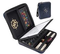 ENHANCE Collector's Edition RPG Organizer Case - DnD Binder with Built-in Character Sheet Holder and Erasable Scribe Panel, Dice Rolling Area, Removable Pen Pouch, Miniature Foam Tray (Dragon Blue)
