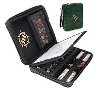 ENHANCE Collector's Edition RPG Organizer Case - DnD Binder with Built-in Character Sheet Holder and Erasable Scribe Panel, Dice Rolling Area, Removable Pen Pouch, Miniature Foam Tray (Dragon Green)