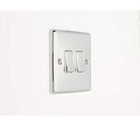 Enhance Decorative 2 Gang Switch Polished Chrome Finish With White Trim
