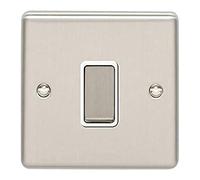 Enhance Decorative 20A Switch Satin Stainless Finish With White Trim