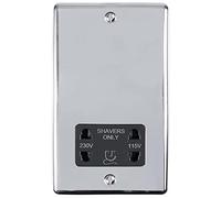Enhance Decorative Shaver Socket Polished Chrome Finish with Black Trim
