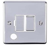 Enhance Decorative Switched Fuse Spur with Flex Outlet Polished Chrome Finish With White Trim