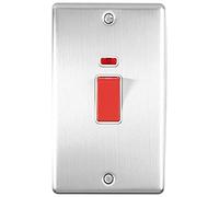 Enhance Decorative Vertical 45A Switch with Neon Satin Stainless Finish with White Trim