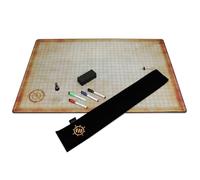 ENHANCE Deluxe RPG Grid Mat - DND Map (24x36in) with Premium Rubber, Non-Slip Grip, No Creasing - Dry Erase DND Mat Set for Masters and Starters, Erasable Parchment with Travel Pouch, Marker Set
