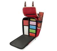 ENHANCE Designer Edition Compact MTG Backpack with Customizable Interior Fits Magic the Gathering, Lorcana & more - Accessory Pocket for Dice Bags, Booster Packs, Tag Trackers, Playmat Pocket (Red)