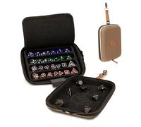 ENHANCE Designer Edition Dice Tray - Stylish Dice Case and Dice Holder for 28+ Dice with EVA Shell Protection - Dice Rolling Tray with Removable Dice Holder for DND, Other RPG Games (Tan)