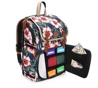 ENHANCE Designer Edition Trading Card Backpack - MTG Deck Bag Card Binder Space, TCG Deck Box Storage, Playmat Holder - Compatible with Magic the Gathering, Lorcana (Canvas Look - Tropical)