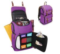 ENHANCE Designer Edition Trading Card Backpack - MTG Deck Bag Card Binder Space, TCG Deck Box Storage, Playmat Holder - Compatible with Magic the Gathering, Pokemon, Lorcana (Canvas Look - Purple)