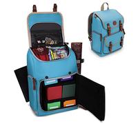 ENHANCE Designer Edition Trading Card Backpack - MTG Deck Bag Card Binder Space, TCG Deck Box Storage, Playmat Holder - Compatible with Magic the Gathering, Lorcana (Canvas Look - Blue)