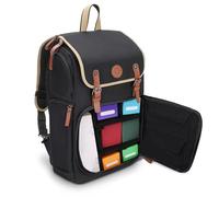 ENHANCE Designer Edition Trading Card Backpack - MTG Deck Bag with Card Binder Space, TCG Deck Box Storage, Playmat Holder - Compatible with Magic the Gathering, Pokemon, Lorcana (Canvas Look - Black)