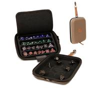 ENHANCE Designer Edition Dice Tray - Stylish Dice Case and Dice Holder for 28+ Dice with EVA Shell Protection - Dice Rolling Tray with Removable Dice Holder for DND, Other RPG Games (Tan)