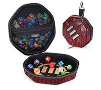 ENHANCE DnD Dice Tray and Case - Collector's Edition DnD Dice Holder up to 150 D&D Shakers with Hard Shell Exterior and Protective Soft Interior - Rolling Tray Perfect for Game Night (Dragon Red)